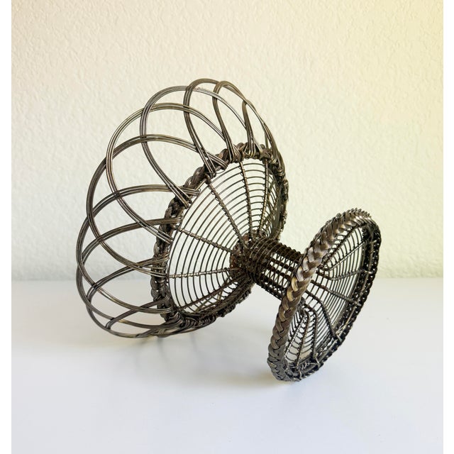 Antique French Fil De Fer Pedestal Basket, Early 20th Century For Sale - Image 11 of 11