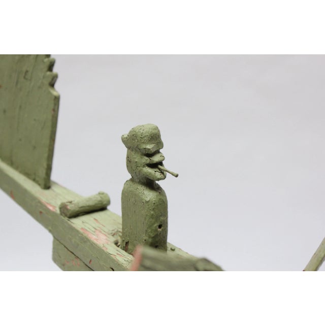 Wood Circa 1940s Folk Art "Smoking Boatman" Whirligig For Sale - Image 7 of 13