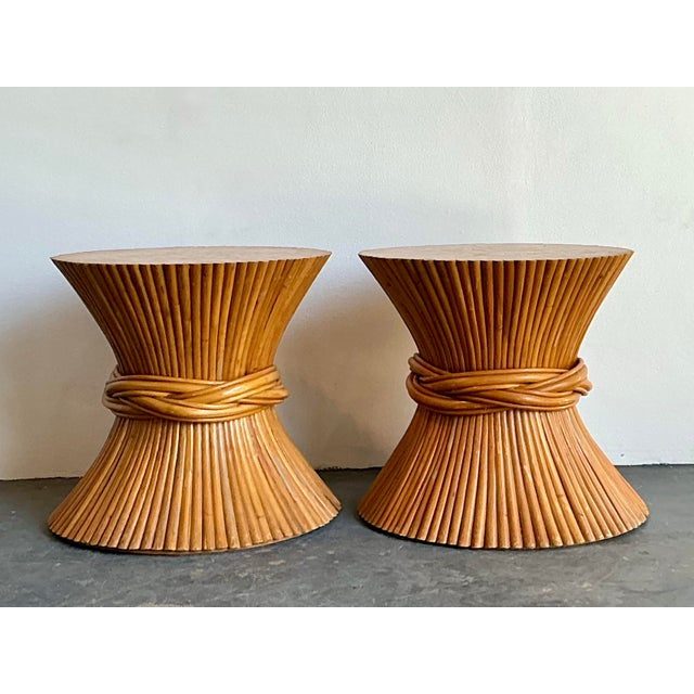 Vintage Boho Sheath of Wheat Side Tables - a Pair For Sale - Image 9 of 12