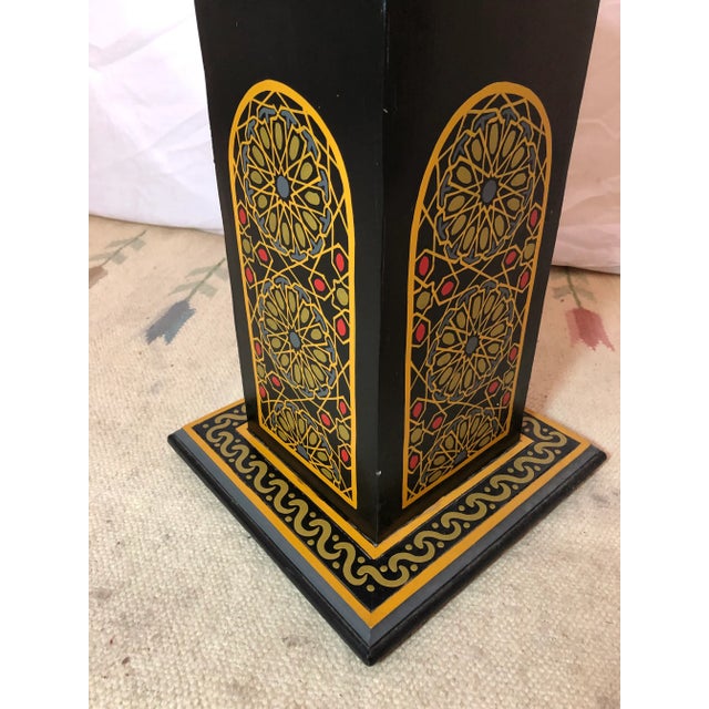Moroccan Hand Painted Black End Tables - a Pair For Sale - Image 10 of 13