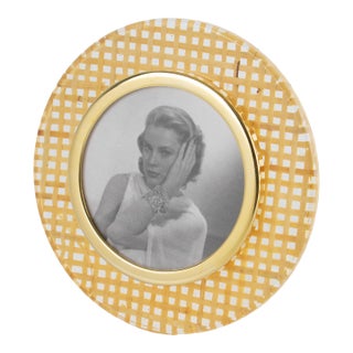 Lucite, Rattan and Aluminum Picture Frame For Sale