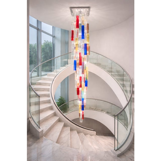 2020s Monumental Contemporary Multicolor “Square Bark” Murano Glass Italian Cascade For Sale - Image 5 of 5