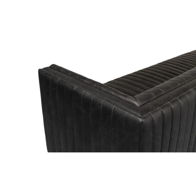 Modern Channeled Leather Sofa For Sale - Image 9 of 12