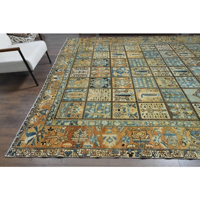 1970s 1970s Vintage Persian Handmade Wool Cotton Blue Area Rug For Sale - Image 5 of 11