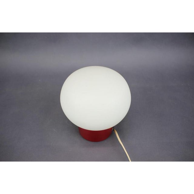 Czechoslovak Space Age Burgundy Red Opaline Glass Table Lamp, 1970s For Sale - Image 3 of 9