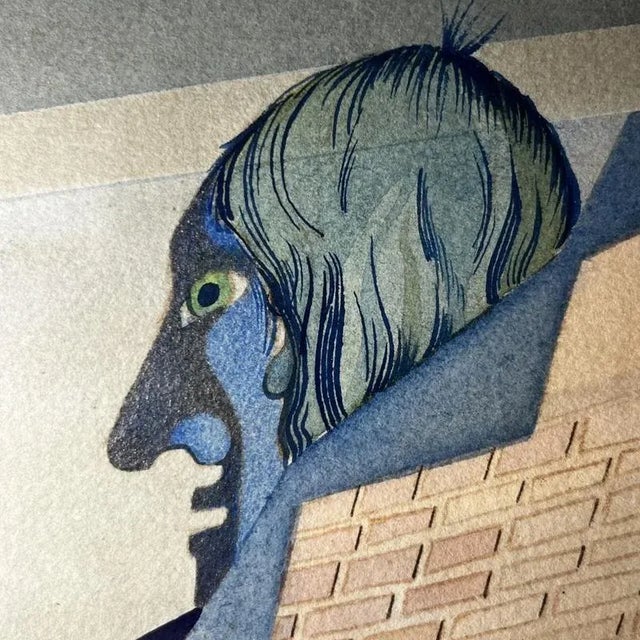 David, Cubo-Surrealist Composition, 1974, Mixed Media on Paper, Framed For Sale - Image 6 of 13