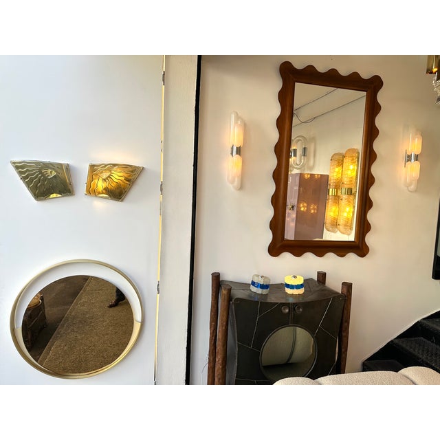 Contemporary Pair of Green Eyes Murano Glass and Brass Sconces, Italy For Sale - Image 6 of 12