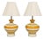 A Pair of Vintage 1960s Striped Ceramic Table Lamps by Remains Lighting For Sale