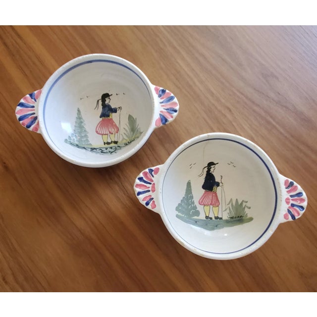 Ceramic Antique Hb Quimper French Pottery Bowls - a Pair For Sale - Image 7 of 7