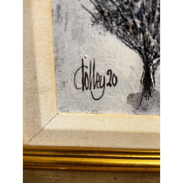 Mixed-Media/3d Collage Painting Depicting a Whimsical Winter Village - Signed by "Colley '20" For Sale In Dallas - Image 6 of 6