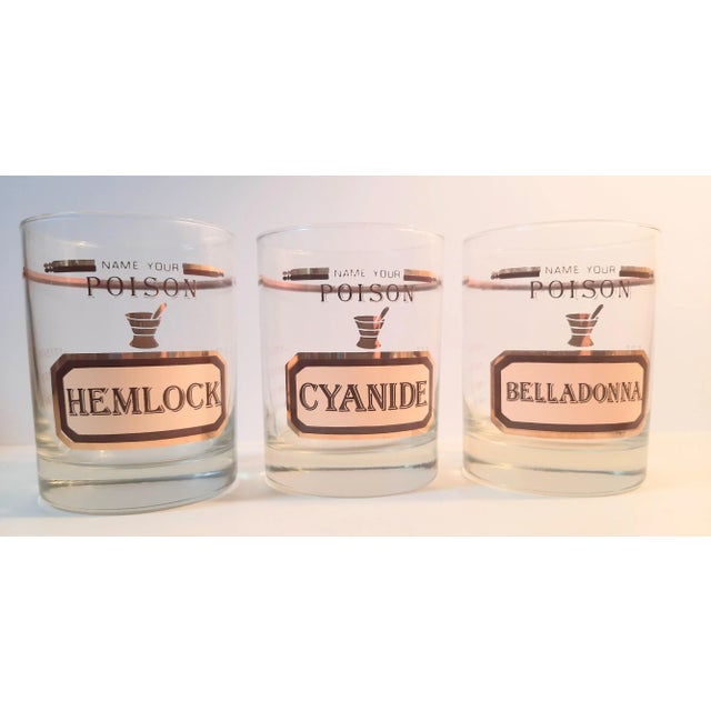 Mid-Century Modern Name Your Poison Barware Glasses Bar Vintage For Sale - Image 3 of 14