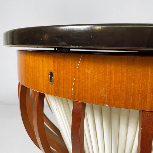 Italian 1860s-Style Wooden Coffee Table with Internal Fabric Storage, 1930s For Sale - Image 9 of 17