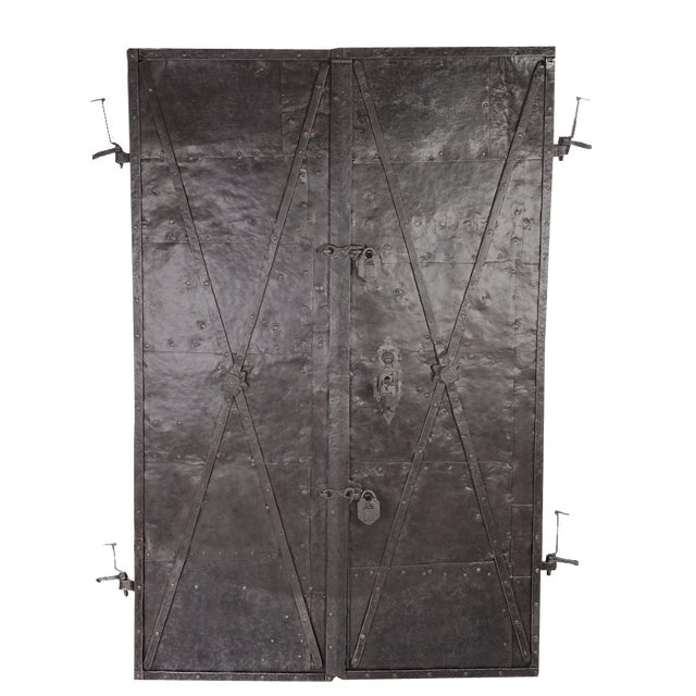 Antique Iron Clad Double Doors, 1780s For Sale