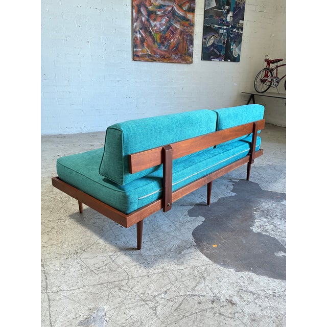 Wood Mid Century Modern Newly Upholstered Walnut Daybed For Sale - Image 7 of 7
