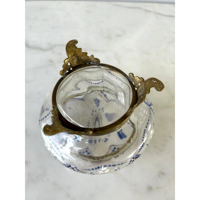 Transparent 19th Century Moser Enameled Glass Footed Dresser Box For Sale - Image 8 of 8