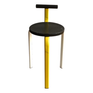 Vintage Stool with Backrest, 1980s For Sale