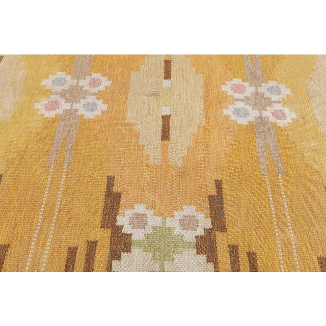 Mid-Century Modern Doris Leslie Blau Vintage Swedish Flat Weave Rug by Ingegerd Silow For Sale - Image 3 of 8
