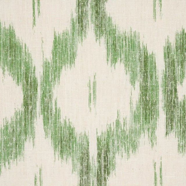 Schumacher Sample - Schumacher x Mark D. Sikes Santa Monica Ikat Fabric in Leaf Green For Sale - Image 4 of 6