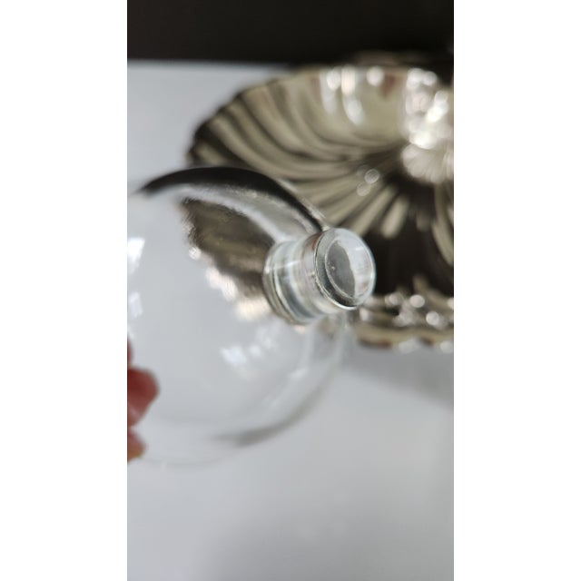 Metal Mid 20th Century Mid-Century Modern Eton Silver-Plated Shell Shrimp Cocktail Server With Original Glass Sauce Cup For Sale - Image 7 of 14