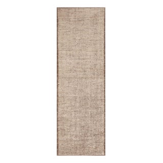 Nazmiyal Collection Solid Ivory Cream Color Modern Runner Rug For Sale