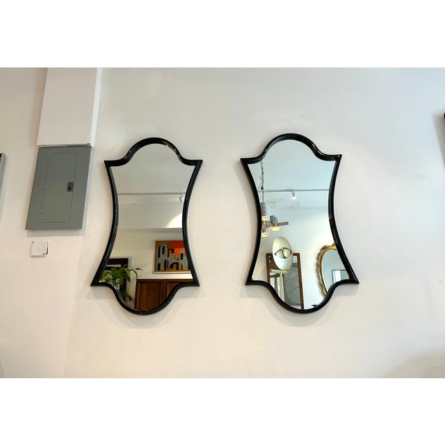 Pair of Lacquered Wood Wall Mirrors For Sale - Image 4 of 8