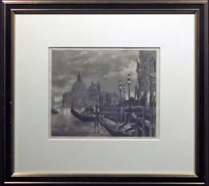 1980s John Kelly Untitled Original Graphite Pencil of Venice, Custom Framed
