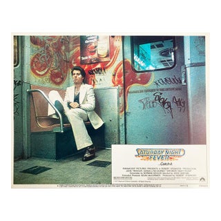'Saturday Night Fever' 1977 Original Vintage Lobby Card Framed in Black For Sale