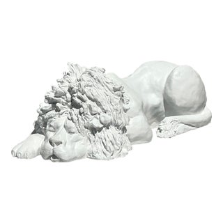 Vintage Boho 1974 Monumental Jaru Plaster Lion For Sale