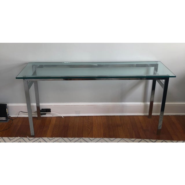 Metal Vintage Modern Flat-Bar Chrome Console Table For Sale - Image 7 of 7