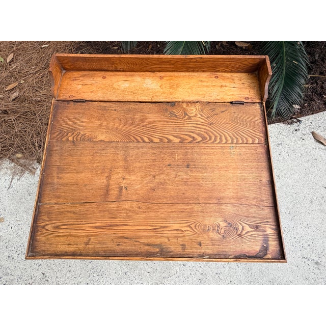 Antique Slant Top Chestnut Pine Writing Desk For Sale In Savannah - Image 6 of 12