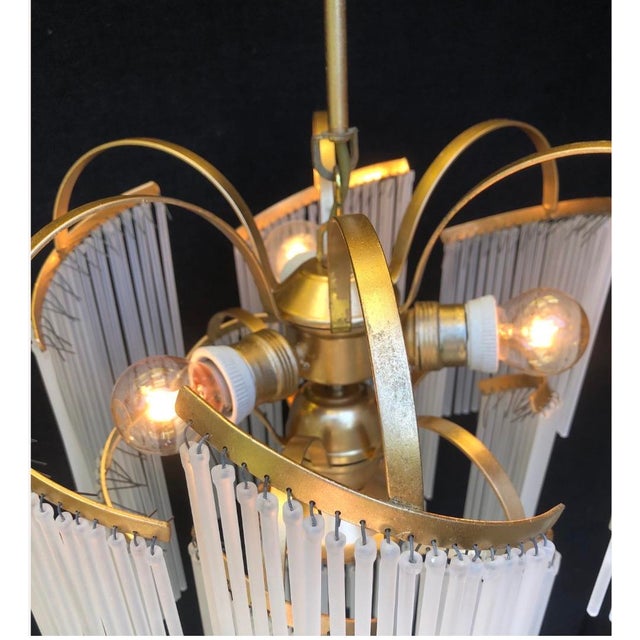 Italian 1980s Italian Murano White Milk Glass Waterfall Chandelier For Sale - Image 3 of 10