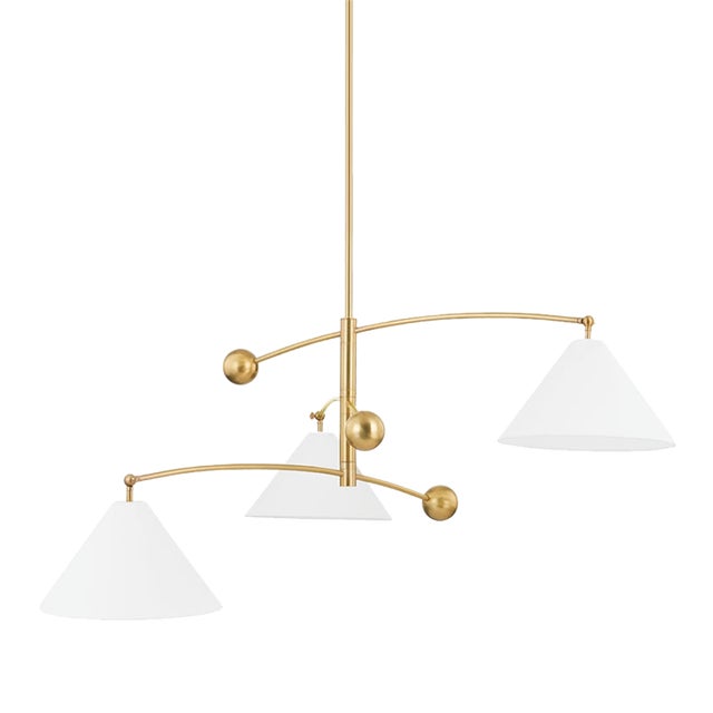 Mitzi Birdie 3-Light Chandelier, Aged Brass For Sale