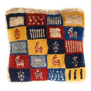 Pasargad DC Fine Hand Knotted Persian Gabbeh Pillow For Sale