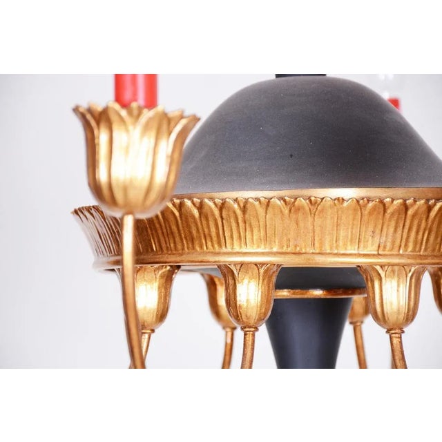 Empire Chandelier in Carved Pear, Steel & Gold Leaves, Austria, 1800s For Sale - Image 6 of 13
