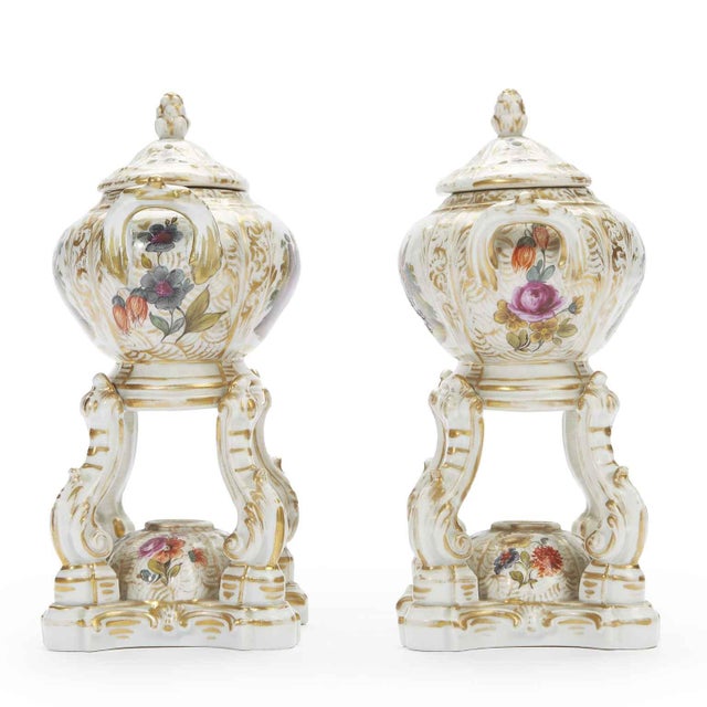 Antique German Porcelain Incense Burners, 1800s, Set of 2 For Sale - Image 4 of 15