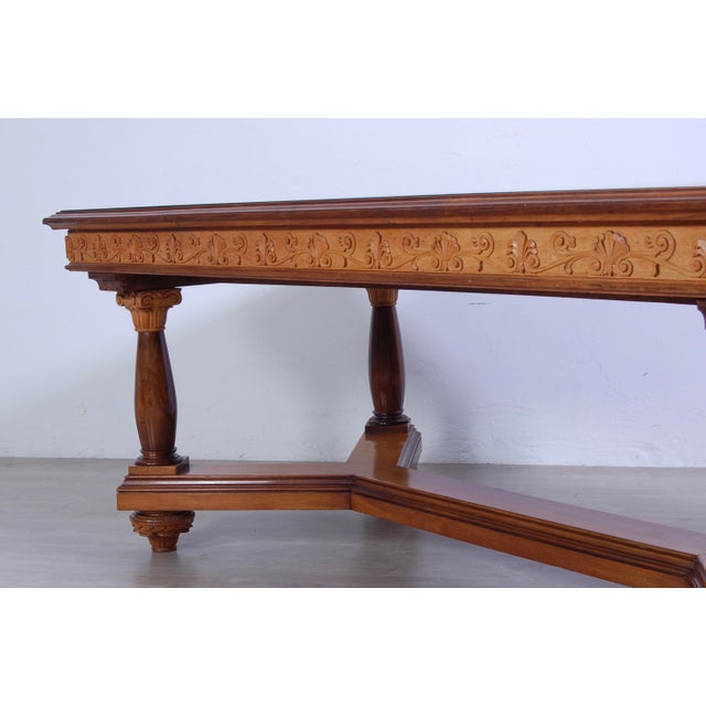 An imposing coffee table with six matching chairs, a piece of Italian furniture (Milan Brianza) from the 1940s and 1950s;...