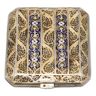 Filigree Mesh Gilded Silver Cigarette Case For Sale