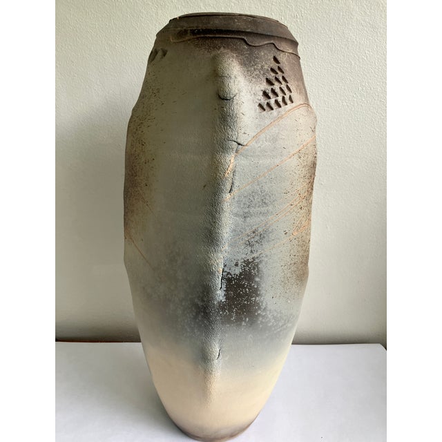 Large Brutalist Ceramic Urn, Signed and Dated 86 For Sale - Image 4 of 9