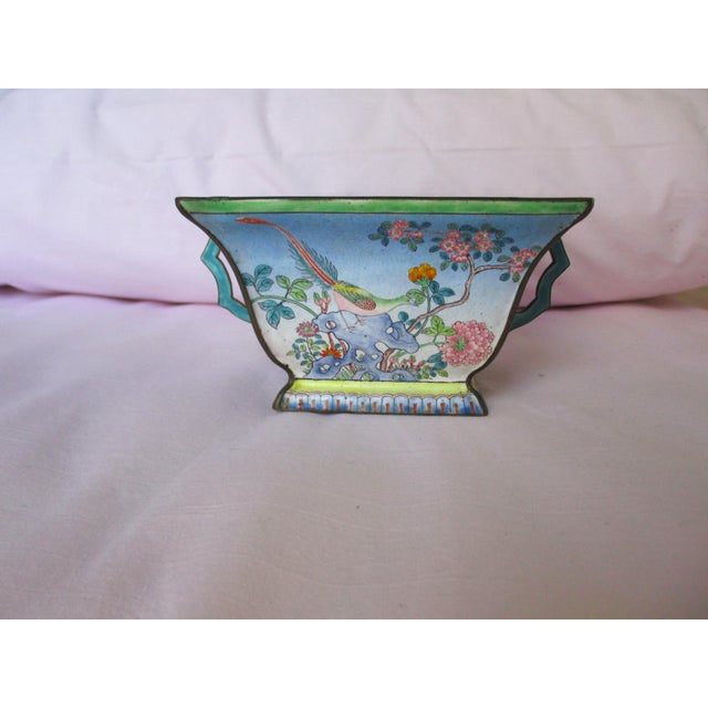 Chinese Antique Chinese Enameled Canton Cachepot For Sale - Image 3 of 9