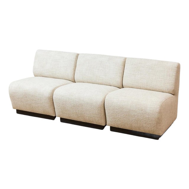 Mid 20th Century Tappo Modular Sofa Styled After John Mascheroni for Vecta in Almond Tweed For Sale