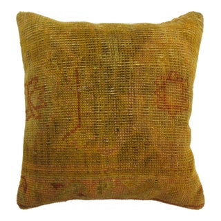 Antique Gold Green Oushak Rug Pillow rug no. r4875r For Sale
