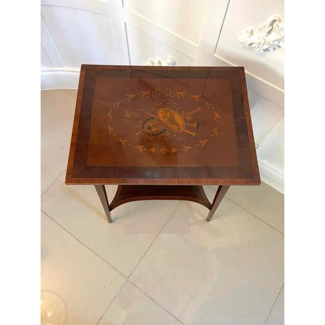1900 - 1909 Antique Edwardian Mahogany Inlaid Lamp Table, 1900 For Sale - Image 5 of 13