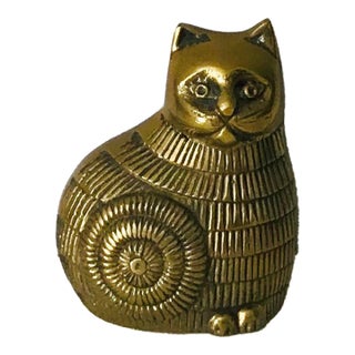Vintage Spiral Brass Cat Paper Weight* For Sale