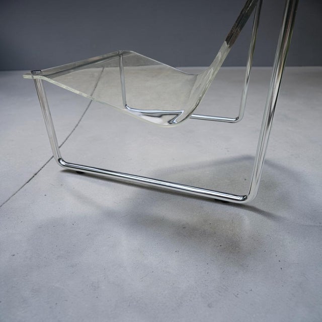 Chrome 1960s Attributed to Charles Hollis Jones Lucite Sling Chair For Sale - Image 8 of 12