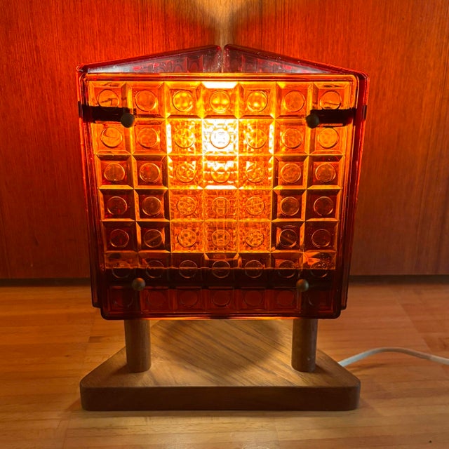 Modern B100 Table Lamp in Glass and Teak by Mac Hegerup for Kronobergs Belysning, Sweden, 1950s For Sale - Image 3 of 12