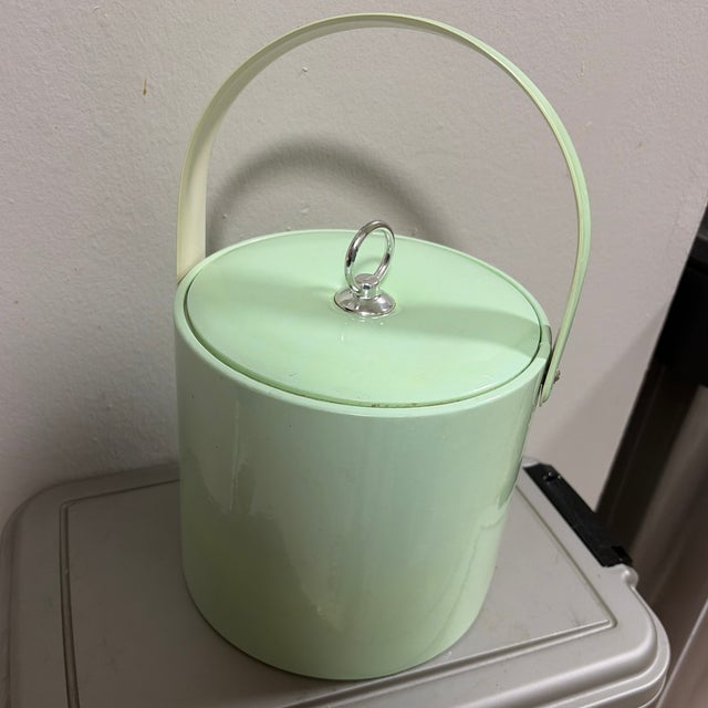 Mid-Century Modern Vintage Mid-Century Modern George’s Briard Mint Green Vinyl Ice Bucket For Sale - Image 3 of 6