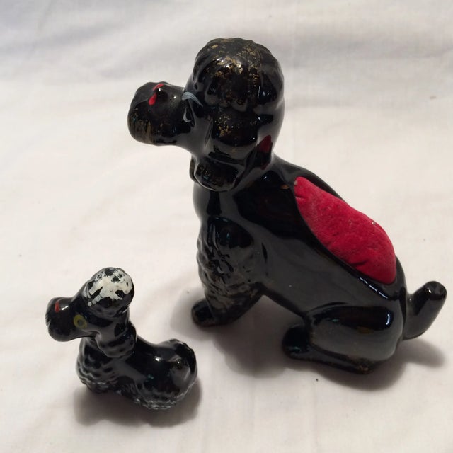 Figurative Vintage Poodle Ceramic Pin Cushion & Assistant For Sale - Image 3 of 11