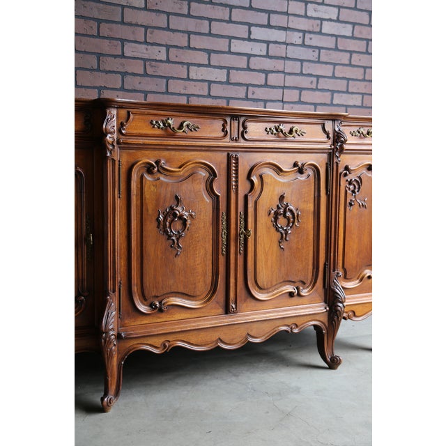 Brown Antique French Marble Top Sideboard With Mirror Top For Sale - Image 8 of 9