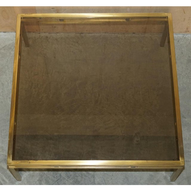 Mid-Century Modern Paris Brass Smoked Glass Coffee Table from Maison Jansen, 1950s For Sale - Image 14 of 18