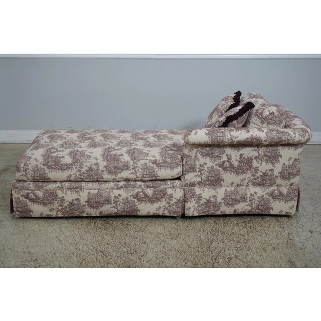 French Quality Toile Upholstered Chaise Lounge For Sale - Image 3 of 12